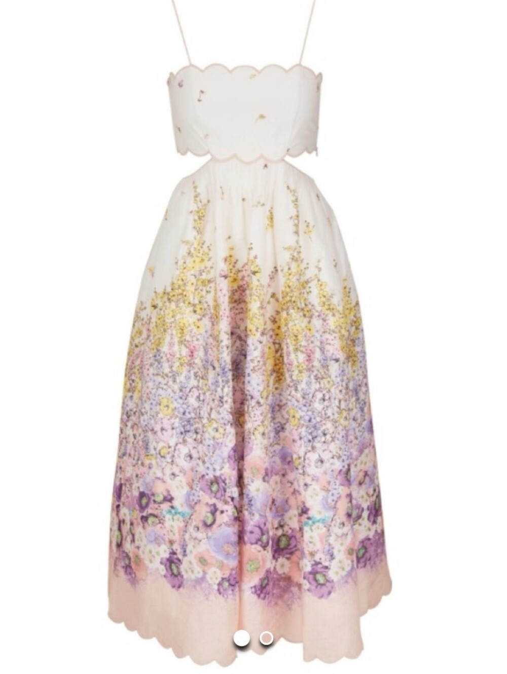 Zimmermann Halliday Scalloped Floral LinenMidi Dress Sz 0 Nwot - Picture 2 of 8